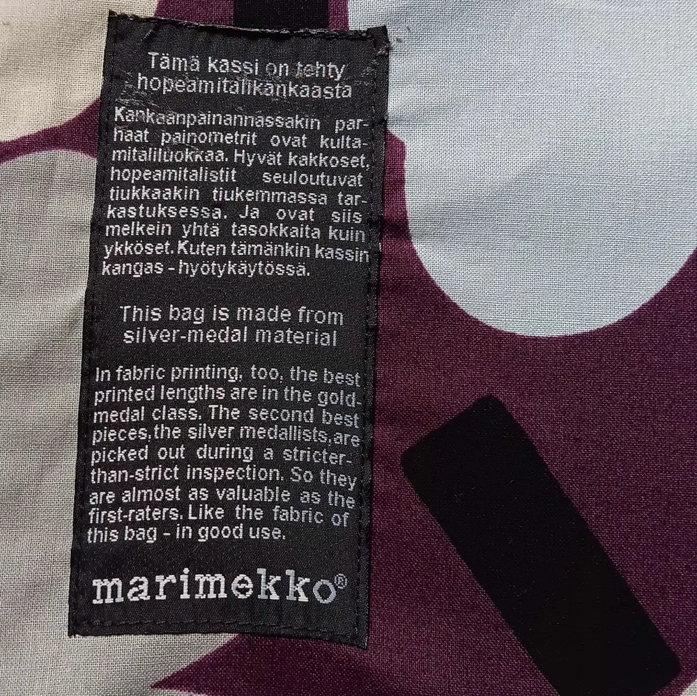 NWT Marimekko Silver Medal "Unikko" Cotton Tote Shopping Bag - Picture 4 of 6